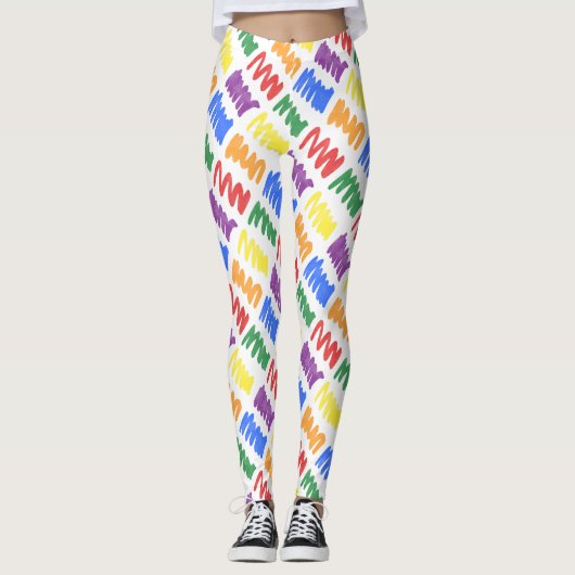 Leggings Motif de l'aquarelle arc-en-ciel (Devant)
