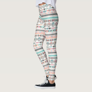 Leggings Motif de l'Aztèque et du crâne d'Amérique