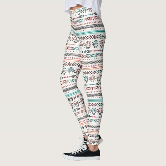 Leggings Motif de l'Aztèque et du crâne d'Amérique (Gauche)