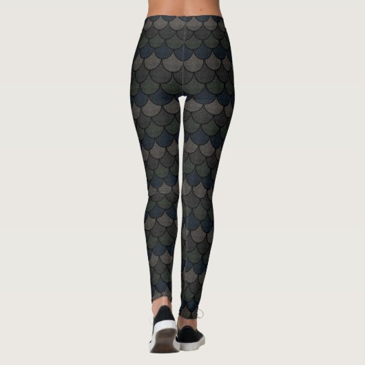 Leggings Motif de l'échelle de dragon à bascule foncé (Dos)