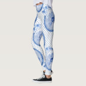 Leggings Motif de légumineuses florales bleu Fleur d'impres (Gauche)