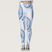 Leggings Motif de légumineuses florales bleu Fleur d'impres (Devant)