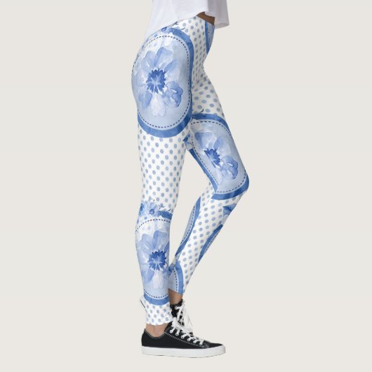 Leggings Motif de légumineuses florales bleu Fleur d'impres (Droite)