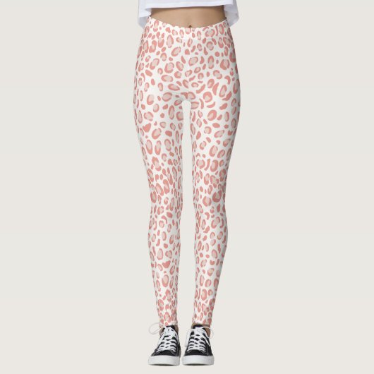Leggings Motif de léopard de corail rose branché (Devant)