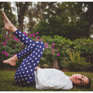 Leggings Motif de l'équipe de sport Patriotic USA Blue Whi