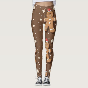 Leggings Motif de l'homme en pain d'épice sur Brown