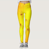 Leggings Motif de libellule jaune doré, (Devant)