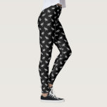 Leggings Motif de libellules noir et blanc<br><div class="desc">Ce design présente un motif de libellules blanches sur un arrière - plan noir.</div>