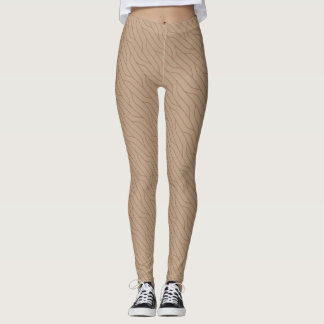 Leggings Motif de ligne Brown Wavy Mousse en mosaïque beige