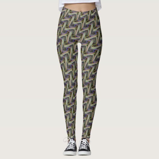 Leggings Motif de ligne courbe multicolore élégant (Devant)