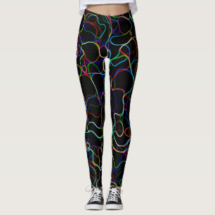 Leggings Motif de ligne courbe multicolore Neon -COOL