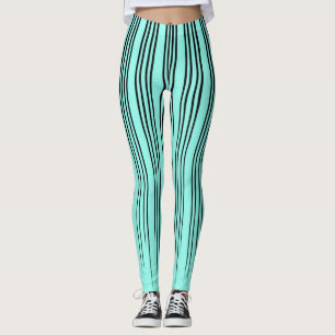 Leggings Motif de ligne de séchage bleu noir/Turquoise