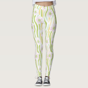 Leggings Motif de ligne florale abstrait moderne (4)