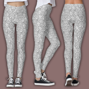 Leggings Motif de ligne topographique Blanc et noir
