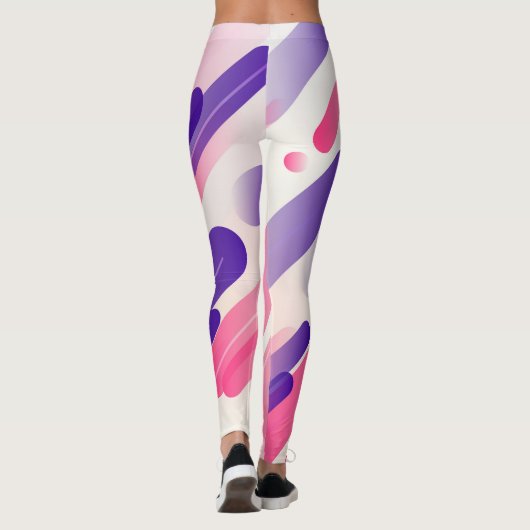Leggings Motif de lignes colorées arrondies géométriques Ab (Dos)