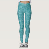Leggings Motif de lin tweed sarcelle (Devant)
