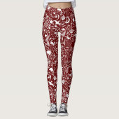 Leggings Motif de l'océan blanc rouge | Crabe coquille des (Devant)