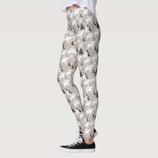 Leggings Motif de l'ours de bois du mignon Doodland (Gauche)