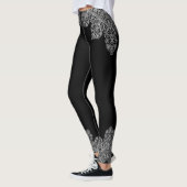 Leggings Motif de luxe italien en dentelle blanc sur noir (Gauche)