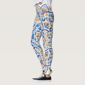 Leggings Motif de luxe Orange Blue Ornament (Gauche)