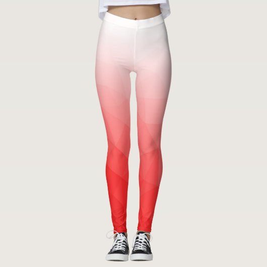 Leggings Motif de maillage géométrique blanc rouge (Devant)