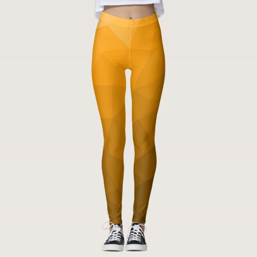 Leggings Motif de maillage géométrique dégradé orange (Devant)