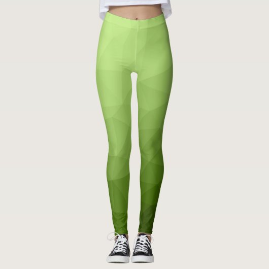 Leggings Motif de maillage géométrique dégradé vert (Devant)