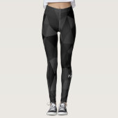 Leggings Motif de maillage géométrique gris foncé noir (Devant)