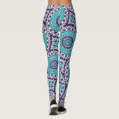 Leggings Motif de mandala abstrait sarcelle et violet (Dos)