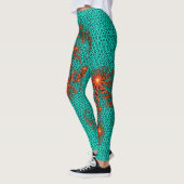 Leggings Motif de mandala abstrait sarcelle noir (Gauche)