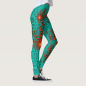 Leggings Motif de mandala abstrait sarcelle noir (Droite)
