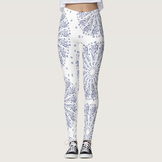 Leggings Motif de mandala bleu (Devant)
