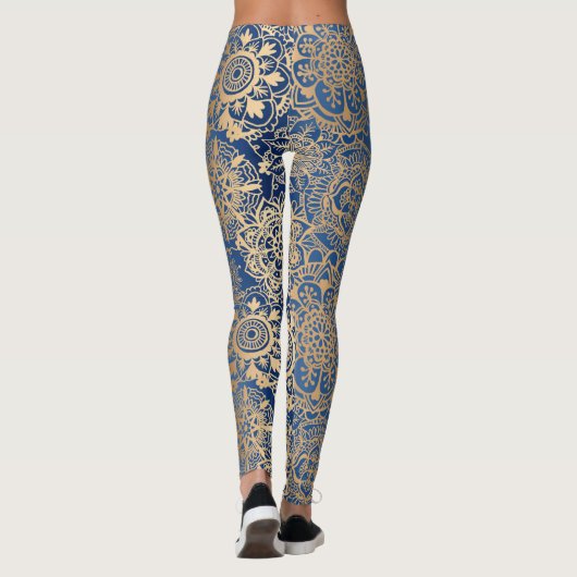 Leggings Motif de Mandala bleu et or (Dos)