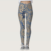 Leggings Motif de Mandala bleu et or (Devant)