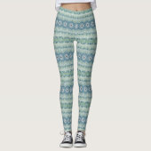 Leggings Motif de mandala côtier bleu et vert de mer (Devant)