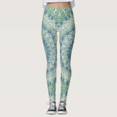 Leggings Motif de mandala côtier bleu et vert de mer (Devant)