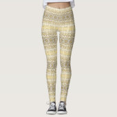 Leggings Motif de mandala jaune doré (Devant)
