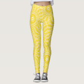 Leggings Motif de mandala jaune doré (Devant)