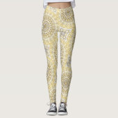 Leggings Motif de mandala jaune doré (Devant)
