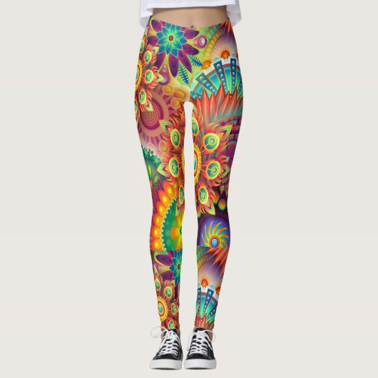 Leggings Motif de mandala psychédélique géométrique  (Devant)