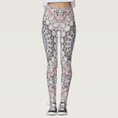 Leggings Motif de mandala rose et blanc (Devant)