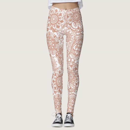 Leggings Motif de Mandala Rose Gold (Devant)