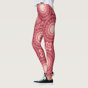 Leggings Motif de Mandala rouge en dégradé de feu