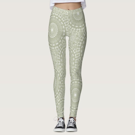Leggings Motif de mandala Sage Green (Devant)