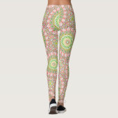 Leggings Motif de mandala vert clair et magenta (Dos)