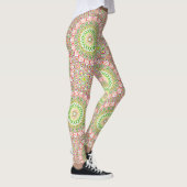 Leggings Motif de mandala vert clair et magenta (Droite)
