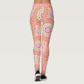 Leggings Motif de mandala vibrant fuchsia orange et vert (Dos)