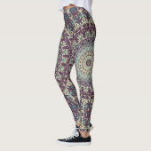 Leggings Motif de mandala violet sarcelle et crème (Gauche)