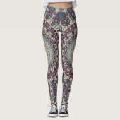 Leggings Motif de mandala violet sarcelle et crème (Devant)