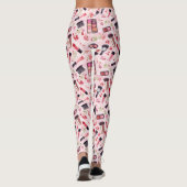 Leggings Motif de maquillage aquarelle avec fleurs roses (Dos)